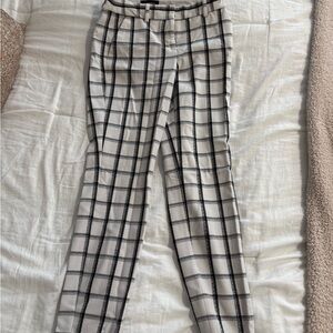 Express Black and White Plaid Straight Leg Pants